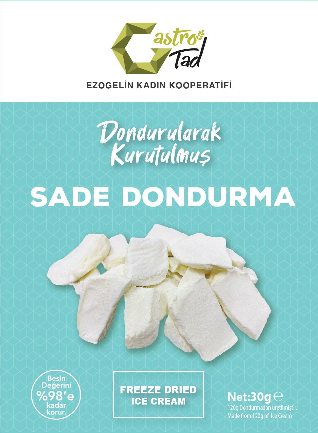 GASTROTAD 30 GR FREEZE DRY SADE DONDURMA ( DONDURULARAK KURUTULMUŞ ÇITIR DONDURMA )